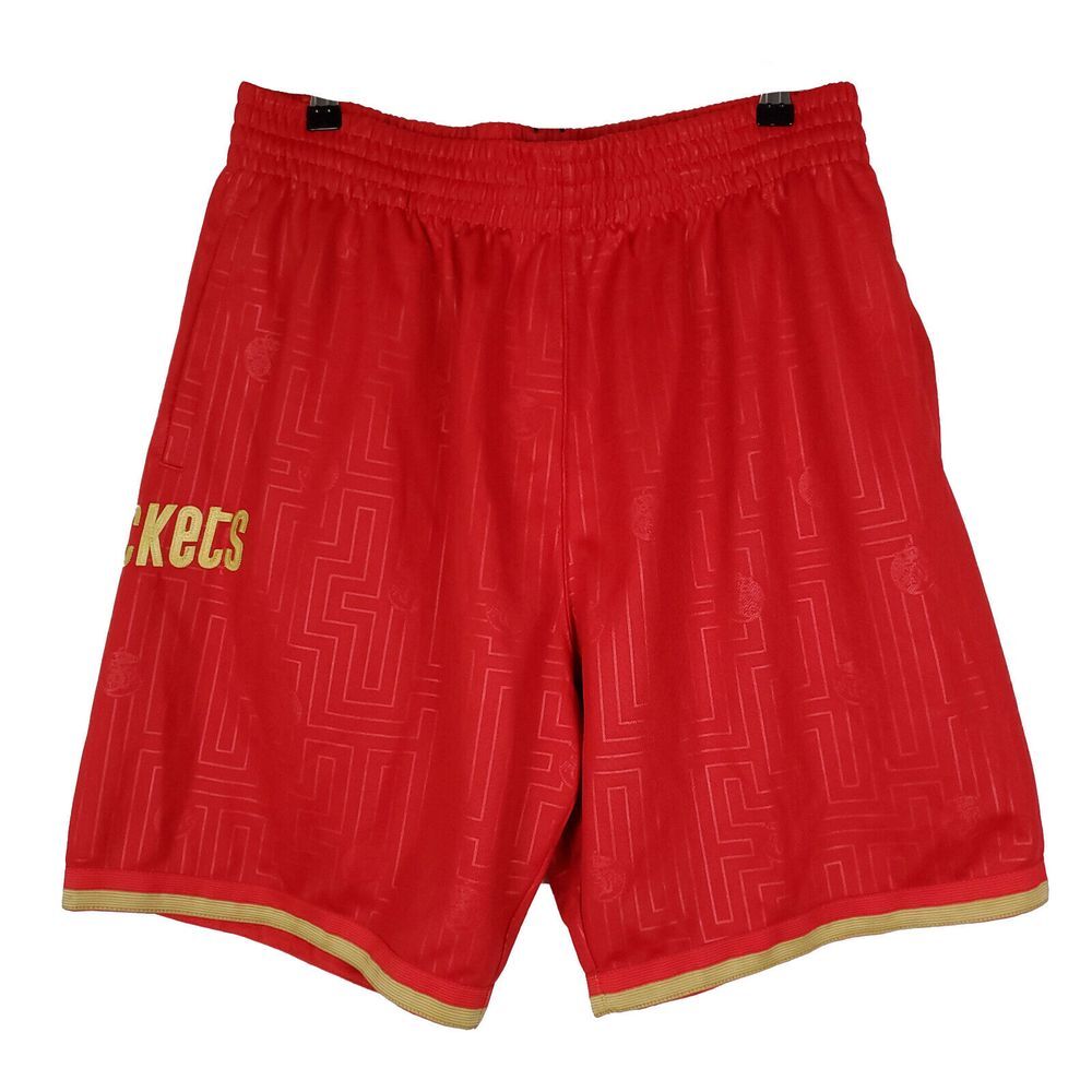 Houston Rockets Mitchell & Ness NBA L Large Jersey Shorts Red Gold 1993-94 New